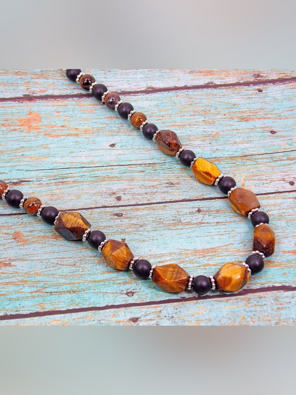 Genuine Tiger Eye Stone Brown Black Necklace Women's Gemstone Jewelry New